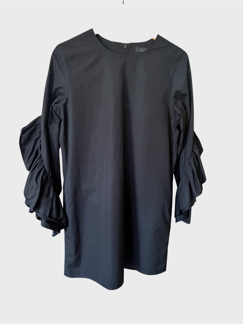 COS Black Ruffle Sleeve Shift Top